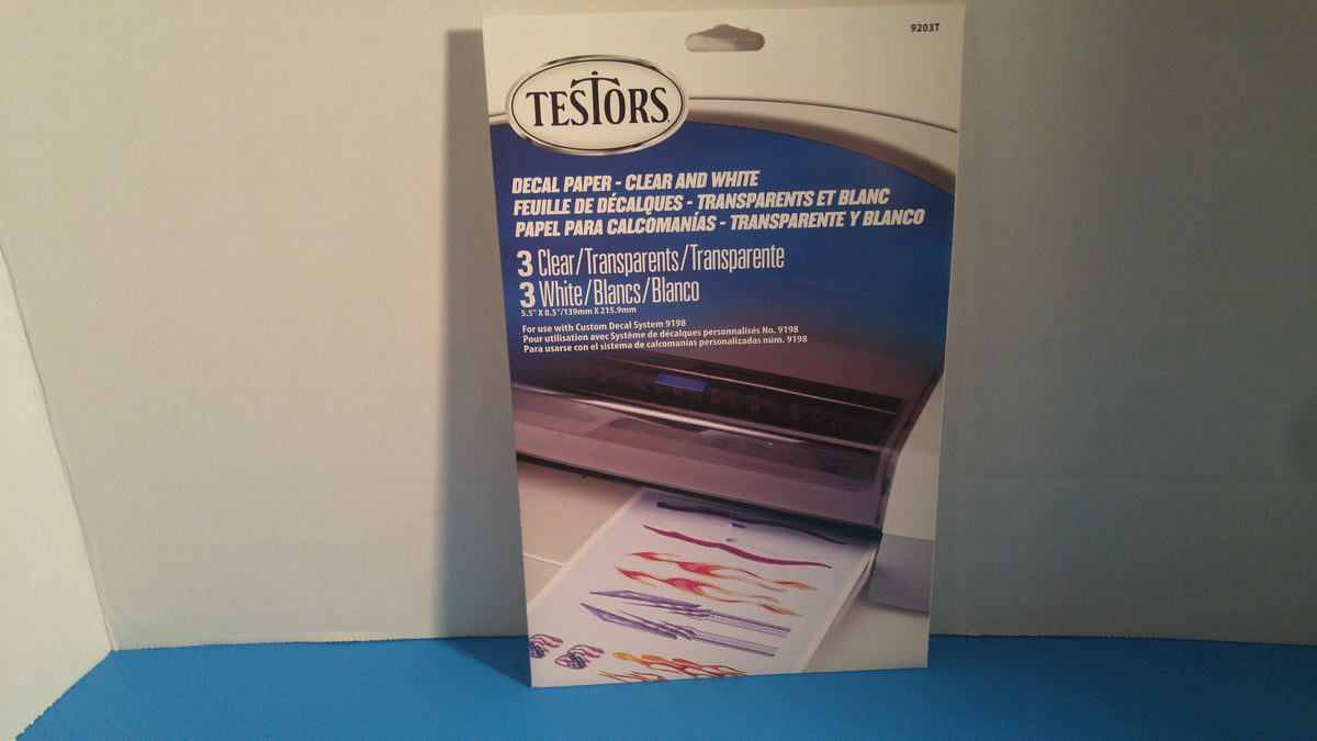 Testors Decal Paper Clear & White 9203 Slot Grandprix